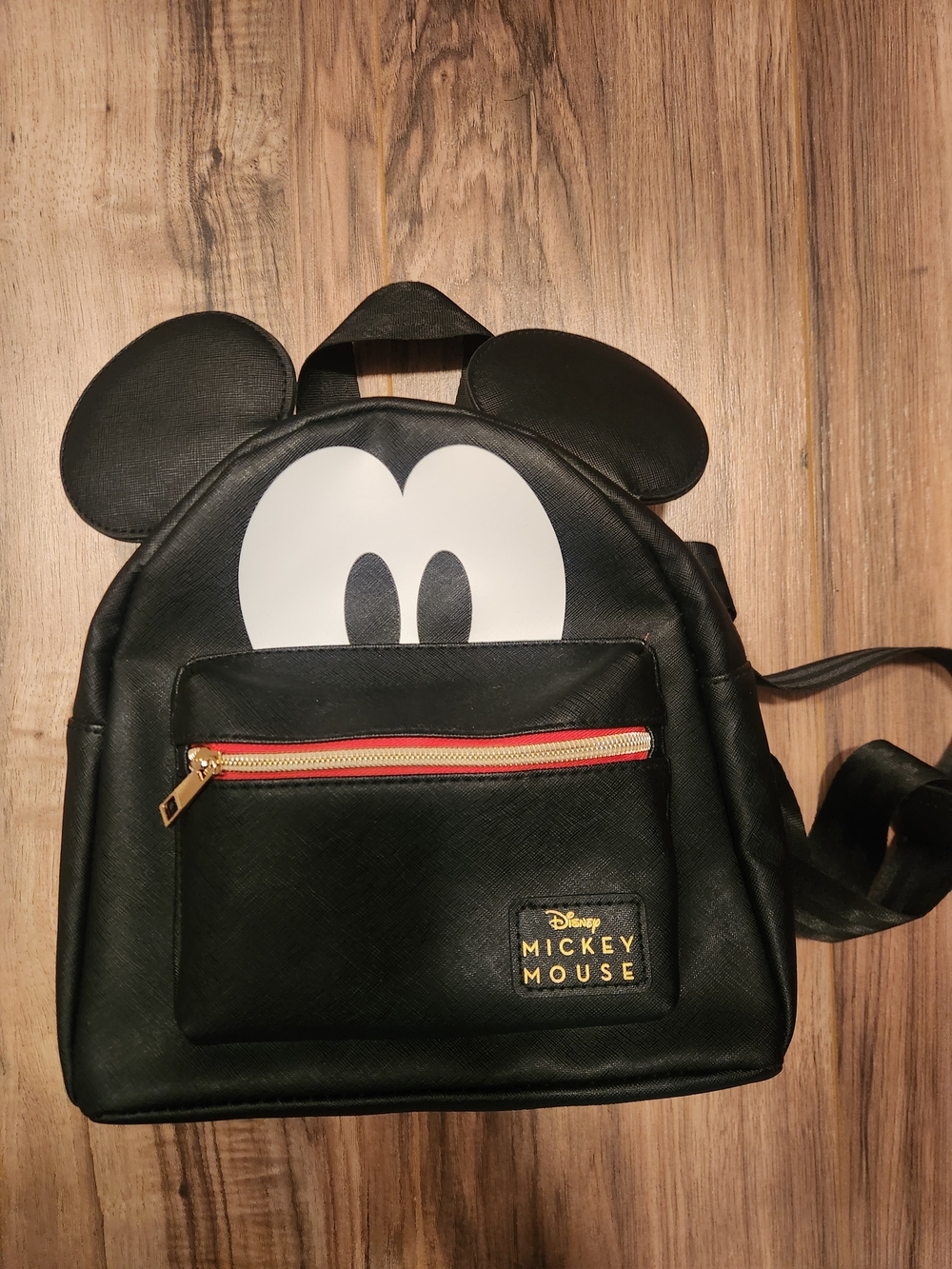 Disney Black Mini Backpack with 3D Ears and Red Zipper